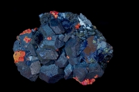 Realgar (red) - Arsenic sulfide - (AsS) - on Galena (PbS) -lead