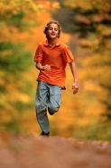Boy Age 12 Running - Upstate New York in Autumn - USA