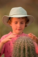 Boy with Saguaro Cactus - Sonoran Desert - Arizona - USA