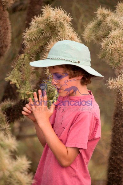Boy with Cactus Spine in Hand - Sonoran Desert - Arizona - USA